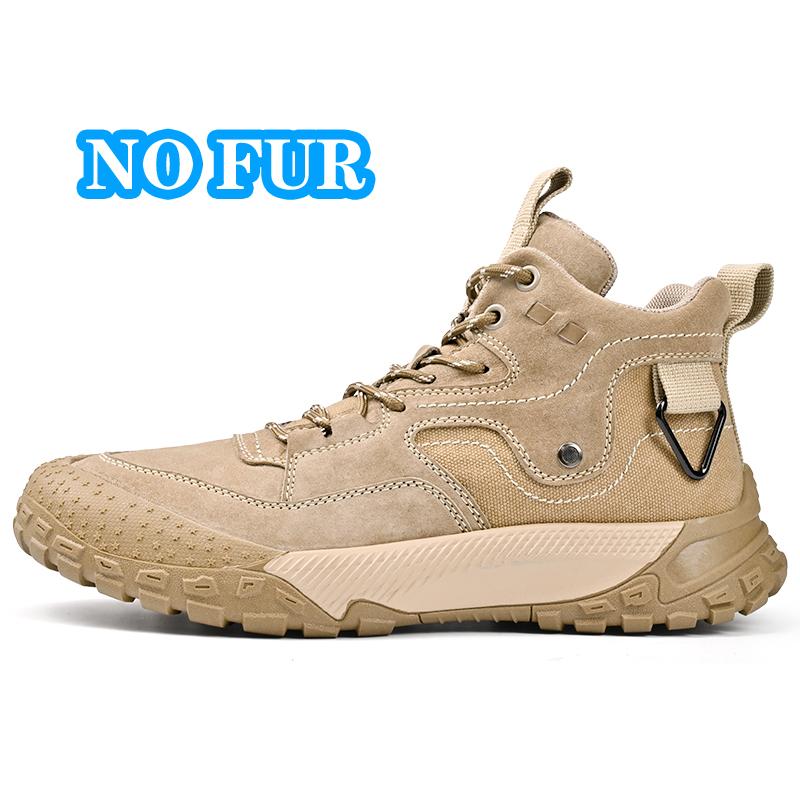 Fashion Men Genuine Leather Snow Boots Man Winter Anti Slip Plush Indoor Warm Cold Proof Boots High Top Lace-Up Outdoor Sport Work Boots