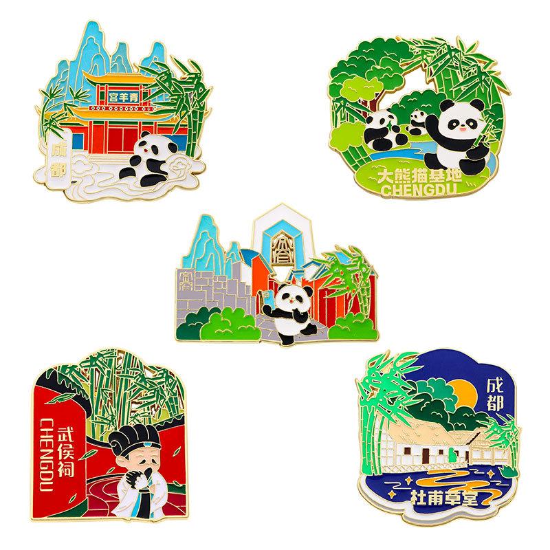 Sichuan Chengdu Cultural Tourism Scenic Spot Brooch Alloy Panda Badge Souvenir Peripheral For Wuhou Temple Du Fu Thatched Cottage