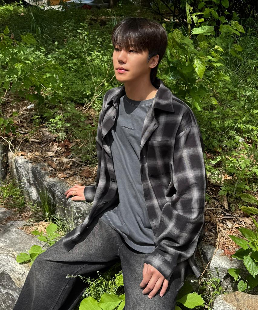 Loghideumatin Check Pattern Shirts (Grey)