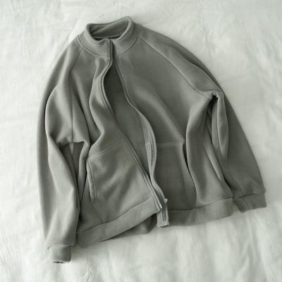 Kadınlar için Mont Pamuklu Peluş Sonbahar Kış Kalınlaştırılmış Polar Sweatshirt Büyük Boy Rahat Fermuarlı Mont ceket