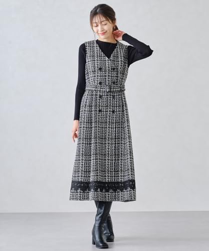 [Mishmash] Lace-hem Tweed Jumper Skirt / MM447421