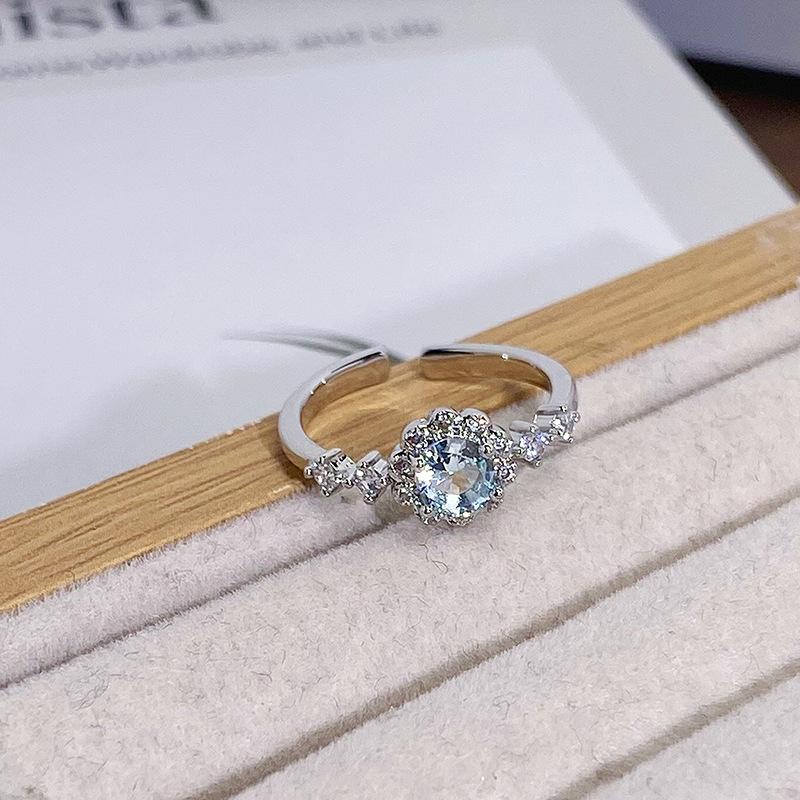 Sunflower Super Flash Fashion Colored Treasure Zir*****Pen Ring Women'S Exquisite Multi-Color Light Luxury Niche Ring