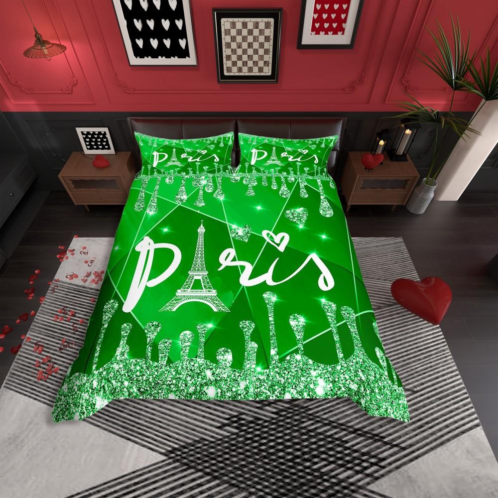 Comforter Homewish Red Sequin Print For Teensromantic Anniversary Paris Bedding Seteiffel Tower Reversible Bed Set