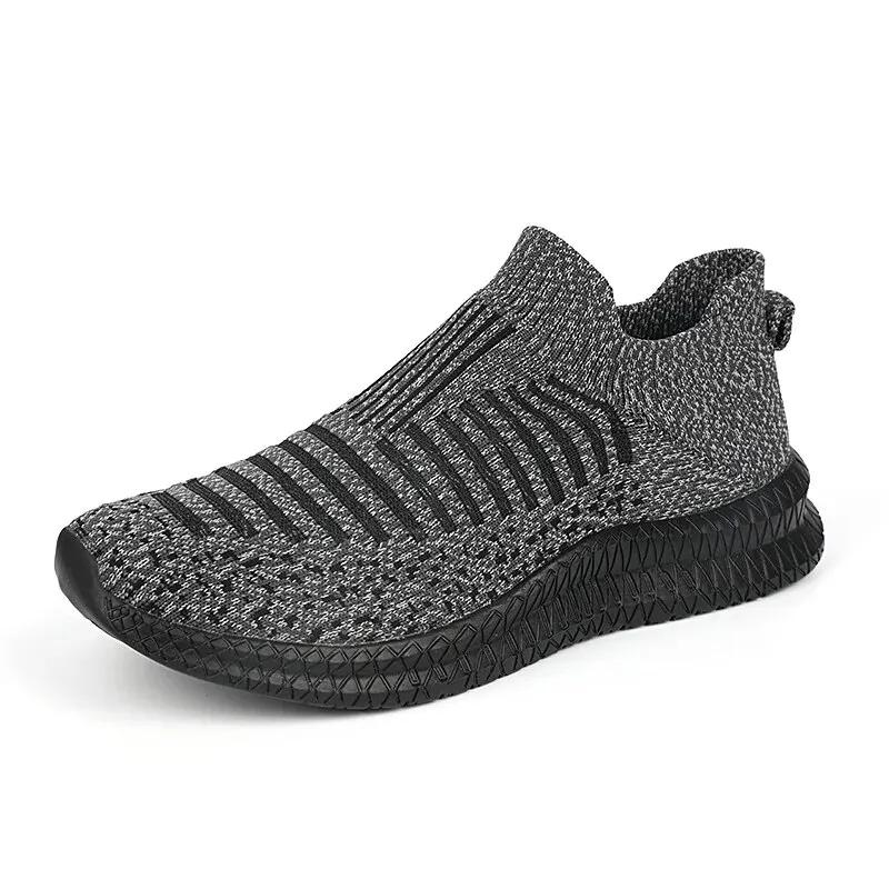 

Men Walking Shoes Breathable Slip on UNISEX Socks Shoes Lightweight Shock Absorption Outdoor Casual Sneakers 39 сірий колір
