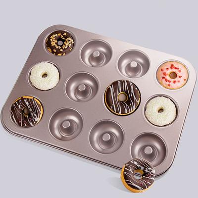 Gyllene kolstålsbakform 12-cells non-stick munkform DIY-tårta choklad dessertkaka bakform kökstillbehör