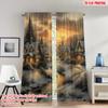 2pcs 2D Flat Printing Christmas Hot Party Curtains Cozy Winter Village Snow Scenery Digital Printed Polyester Drapes Holiday
