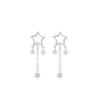 S925 Sterling Silver Hollow Star Tassel Earrings - Korean Style Delicate Drops