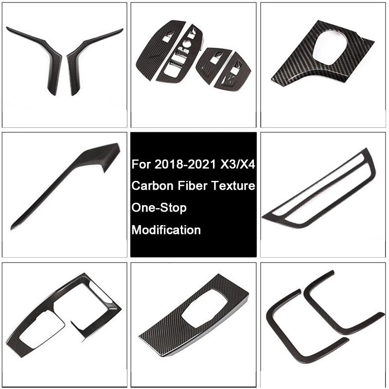 For BMW X3 X4 G01 G02 2018-2024 Carbon Fiber Center Console Panel Cover Gear Shift Frame Replacement Durable Trim Car Accessorie