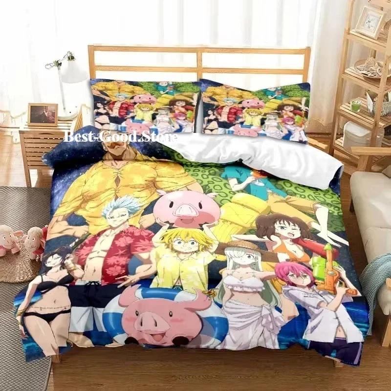 Nouvel Anime Les Sept Péchés Capitaux Al Saison Ensemble Lit Jumeau Ensemble de Linge de Lit Imprimé Avec Taie d'Oreiller Lit Doux Housse de Couette Douce Simple Double