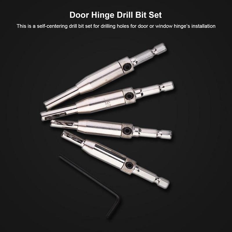 Premium Quality 4x Hex Shank Self Centering Door Window Hinge Twist Wood Drill Bit Hole Puncher With Brass Body