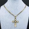 Fashion Stainless Steel Cross Necklace for Women Men Saint Benedict Gold Color Necklaces Jewelry Gifts Collar Cruz N3450S05