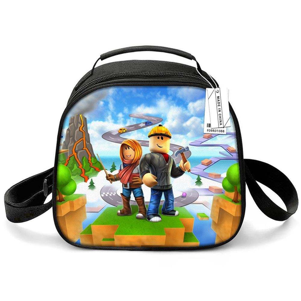 Lunch Bag Primary School Picnic Bag Round Ice Pack Rob Ross Printed Shoulder Portable Cartoon Meal Bag