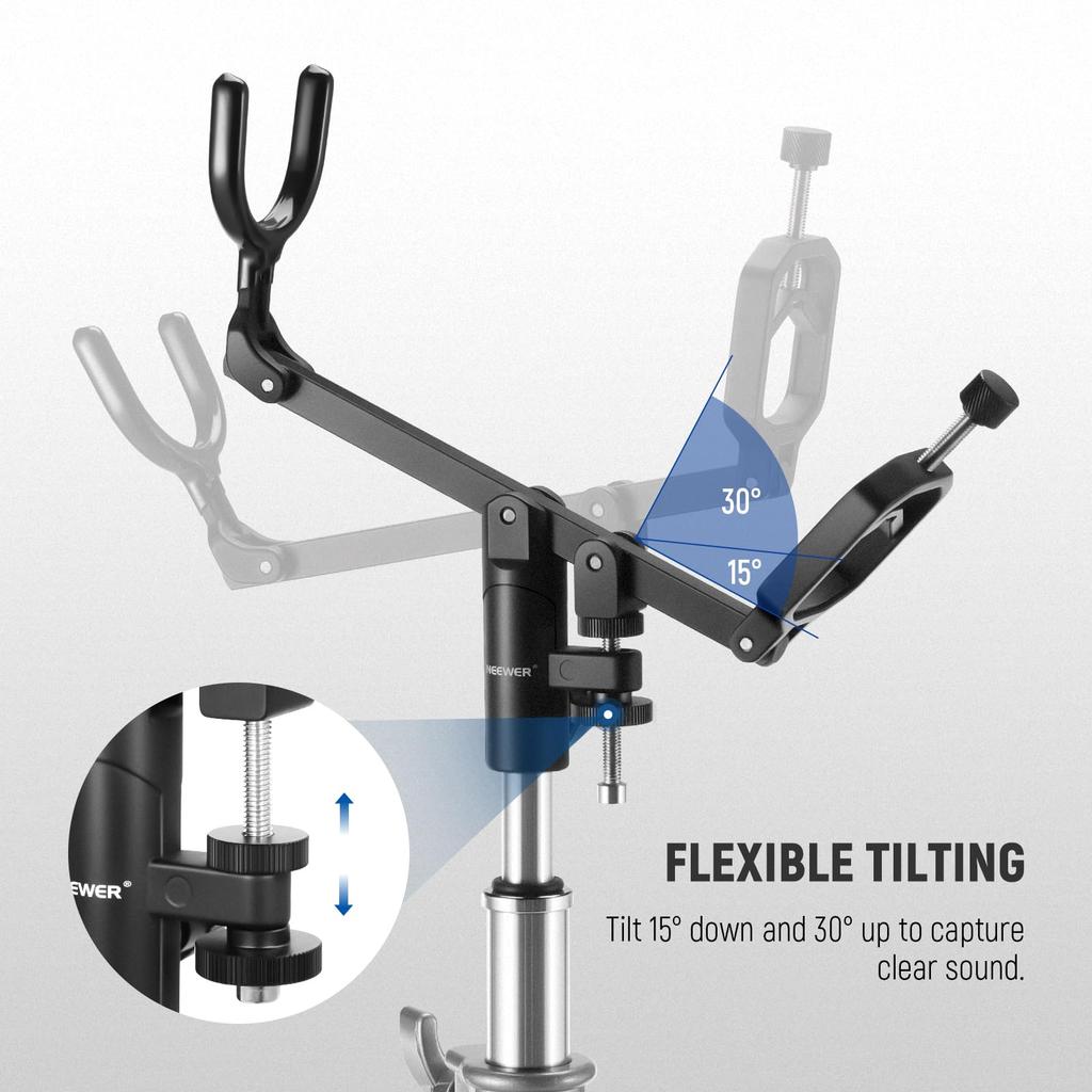 NEEWER Microphone Boom Arm, Microphone Boom Pole Support Holder with 58" Studs, for Light Stands, Microphone Stands, C-Stands, Metal, Non-Slip, DSLR