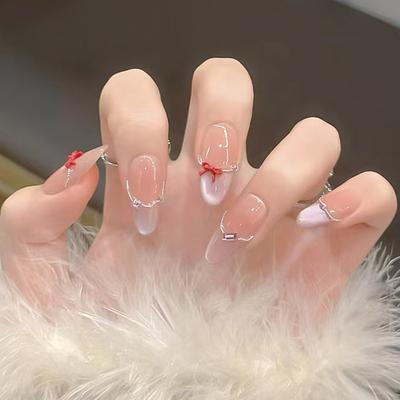 Rouge Katze Auge Milchshake Farbverlauf Flash Diamant Mädchen Schleife abnehmbare Maniküre 30 Stück