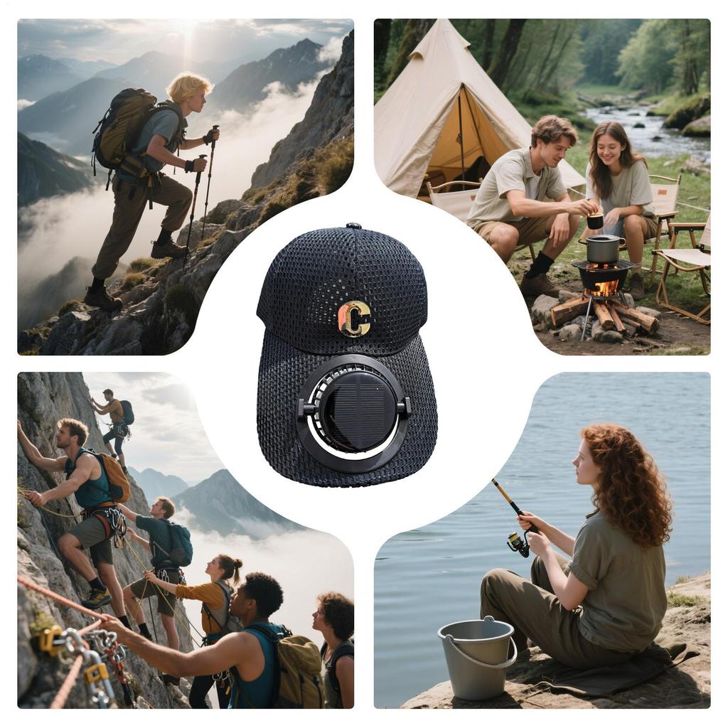 Solar Fan Hat USB Charging Solar Fan Sun Hat 3 Speed Sun Shade Duck Unisex Headwear For Outdoor Travel Camping Sports Cycling