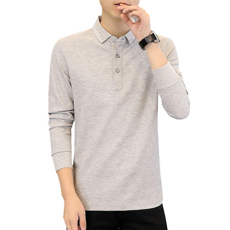 Spring and Autumn New Men's Korean Version Solid Color Sheet Lapel Long Sleeve Polo Shirt Trendy Couple Internet Celebrity Same Style Versatile Top