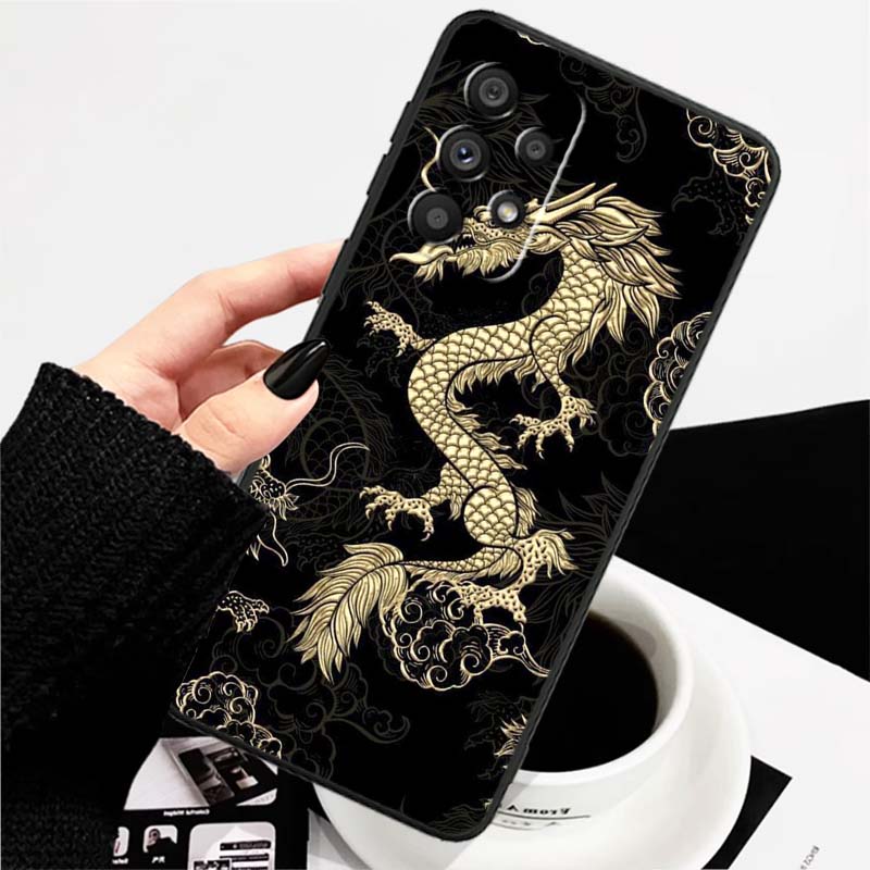 Anime Dragon Design For Samsung A73 A72 A71 A55 A54 A53 A52 A51 A13 A22 A16 A15 A12 A14 A26 A07 5G Black Phone Case