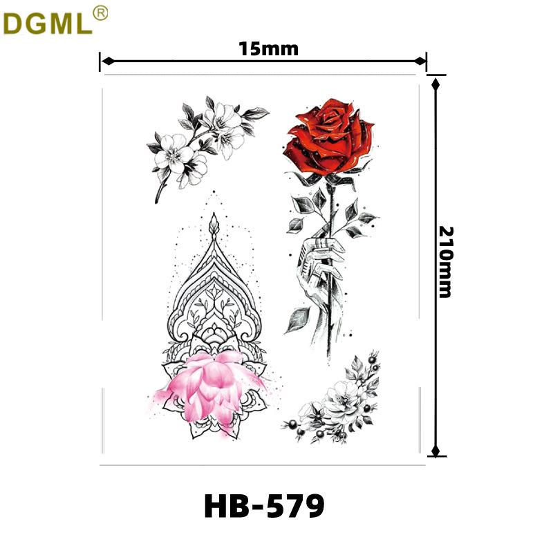 Kirin Lion Fox Totem Flower Tattoo Sticker – Waterproof & Customizable Realistic Design