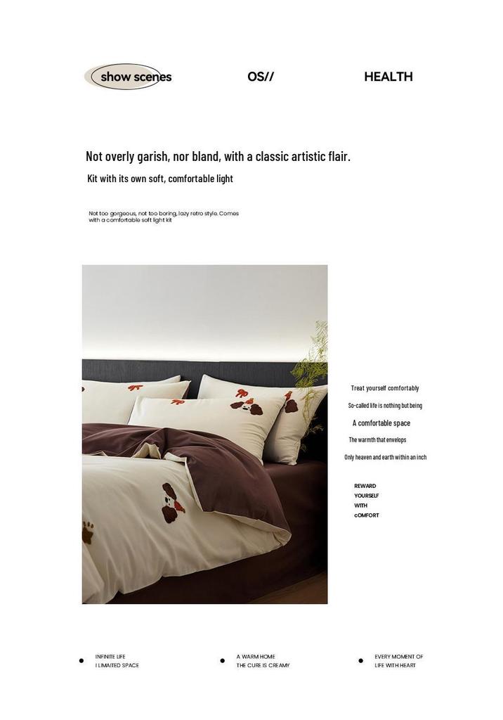 Class A 100% Cotton Brushed 4-Piece Autumn/Winter Bedding Set: Thickened Duvet Cover, Bed Sheet, Fitted Sheet, Cartoon Design