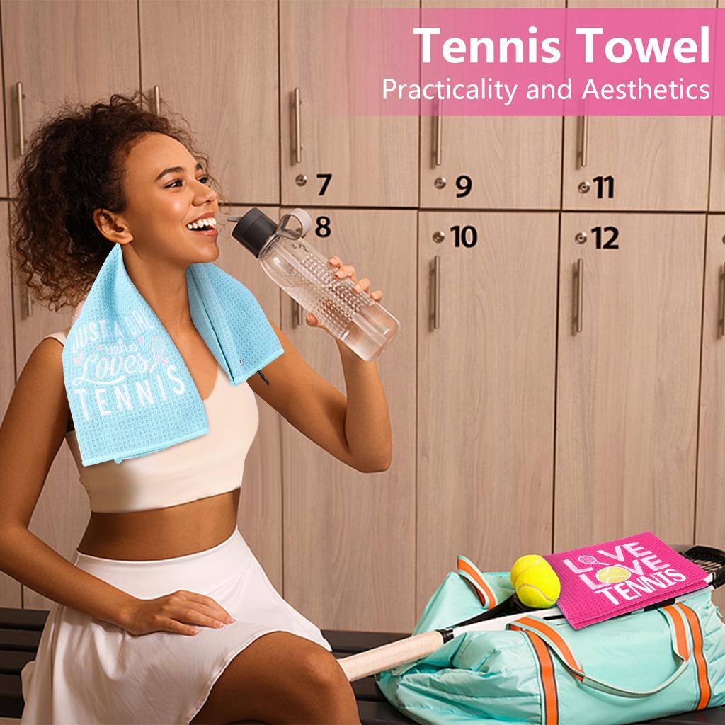 6 Pcs Tennis Towel Funny Soft Tennis Prints Towels Embroidered Tennis Towel With Carabiner Clip Tennis Hand Towels Tennis Gift F