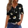 Women's Halloween Printed V-Neck Short Sleeve T-Shirt with Pocket, Loose Fit