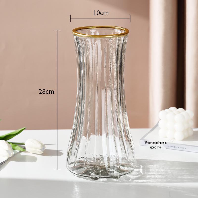 Nordic Cone-Shaped Transparent Glass Vase for Lucky Bamboo and Flowers