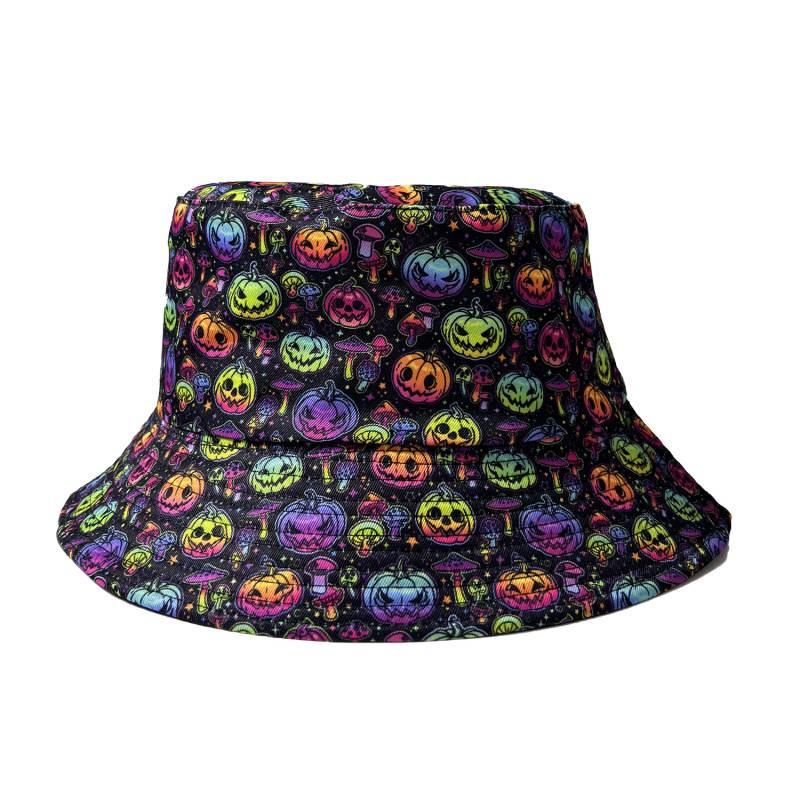 New Halloween personality trend printed bucket hat men and women versatile double-sided versatile basin hat outdoor sun hat