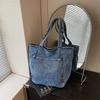Vintage Denim Shoulder Bags for Women Versatile Multi-pocket Ladies Casual Tote Bag Large Capacity Female Bucket Handbags