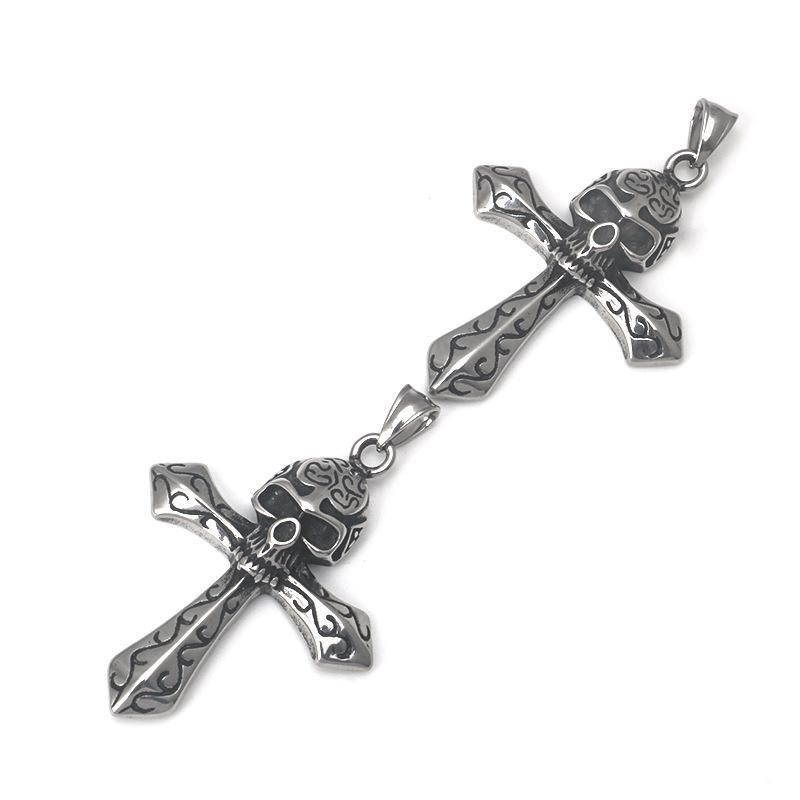 Skull Cross Pendant: Vintage Stainless Steel Necklace for Men and Women