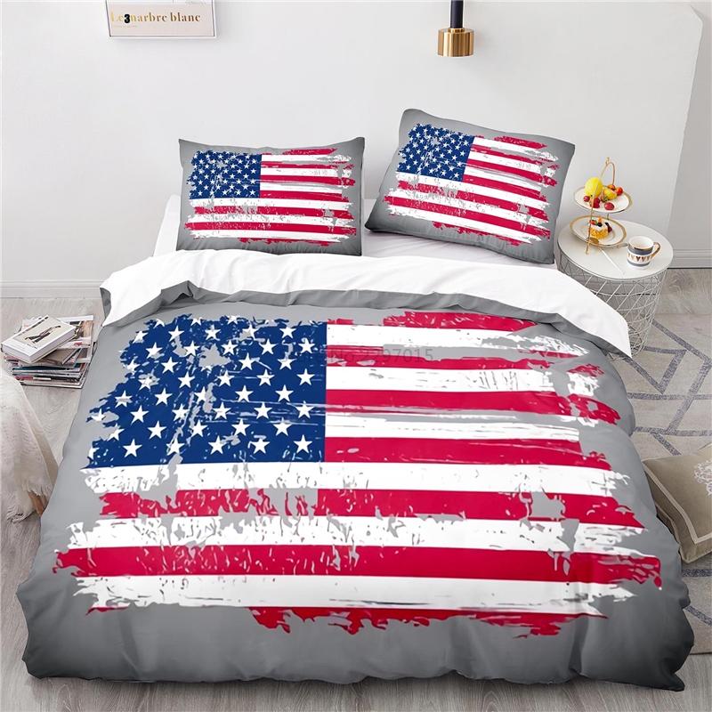 Nový design Americká vlajka 3D Ložní souprava Potisk Povlak na přikrývku Set povlaku na přikrývku s povlakem na polštář Au Eu Us Velikost Twin Full Queen King