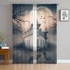 Gothic Vintage House Sheer Voile Curtains for Living Room Bedroom Kitchen Horror Theme Mysterious Landscape Tulle Window Curtain