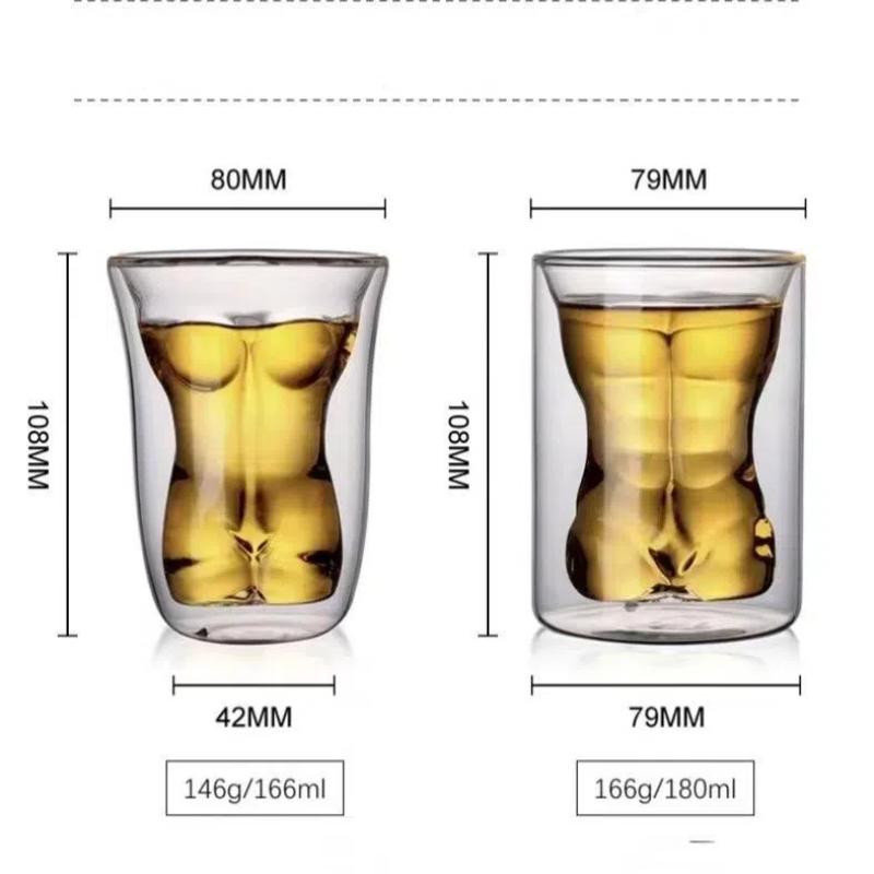 Beauty Double Insulated Glass Cup - Sexy Design for Whiskey Beer - Ladies & Men's Style