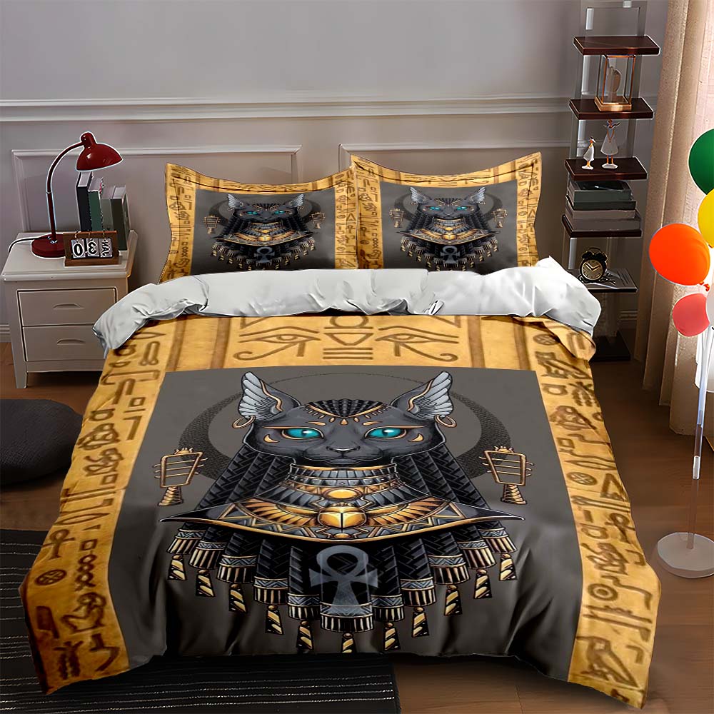 

Egyptian-themed cat Bedding Duvet cover sets Duvet covers Pillowcases gifts (1 * Duvet Cover 2 * Pillowcases, without duvet insert) 135x200cm