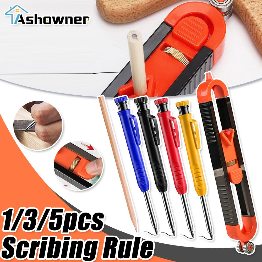 

Profile Scribing Ruler Contour Lock Adjustable Locking Precise Woodworking Measuring Gauge Profile Duplicator Measurement Tool 3PCS Pencil