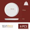 WishDeco Set of 6 Dessert Plates, Cake Plates, Approximately 18cm Diameter X 2cm Height, Stylish Small Plates, White, Microwave and Dishwasher Safe