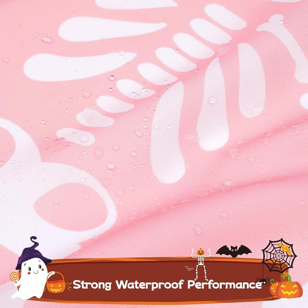 Halloween Shower Curtain, Pink Skeleton Shower Curtain, Waterproof Funny Skull Shower Curtains for Bathroom,Day of The Dead