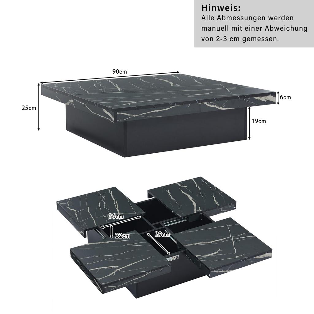 Coffee Table Sliding Tabletop, Modern Hidden Storage Compartment, Creative Sofa Table Coffee Table, Center Table Home Office, Black