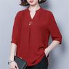 Women Spring Summer Style Blouses Shirts Lady Casual Half Sleeve V-Neck Loose Style Blusas Tops