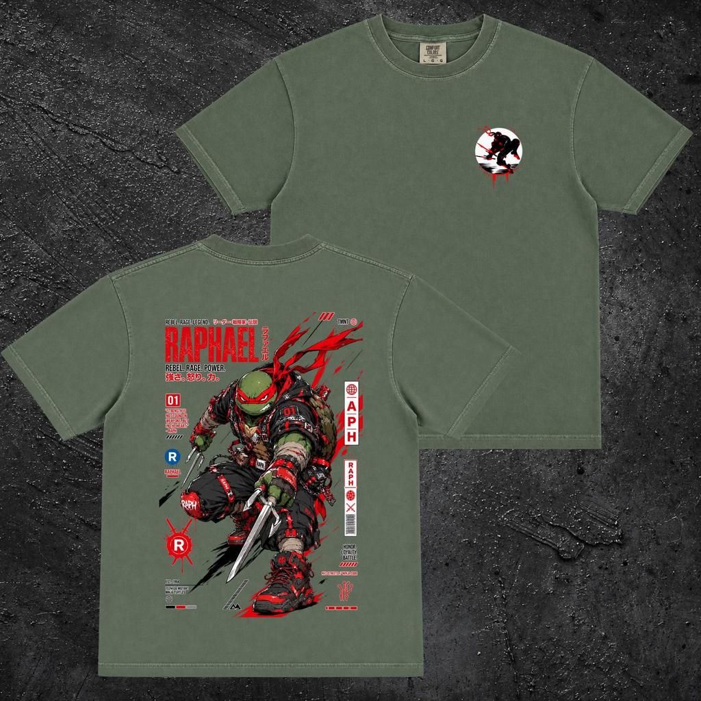 Steampunk Turtle Shirt Futuristic Retro Graphic Tee Red Mask Warrior T-Shirt Streetwear Vintage Hero Top Black Pepper Hemp Ivory Unisex Gift