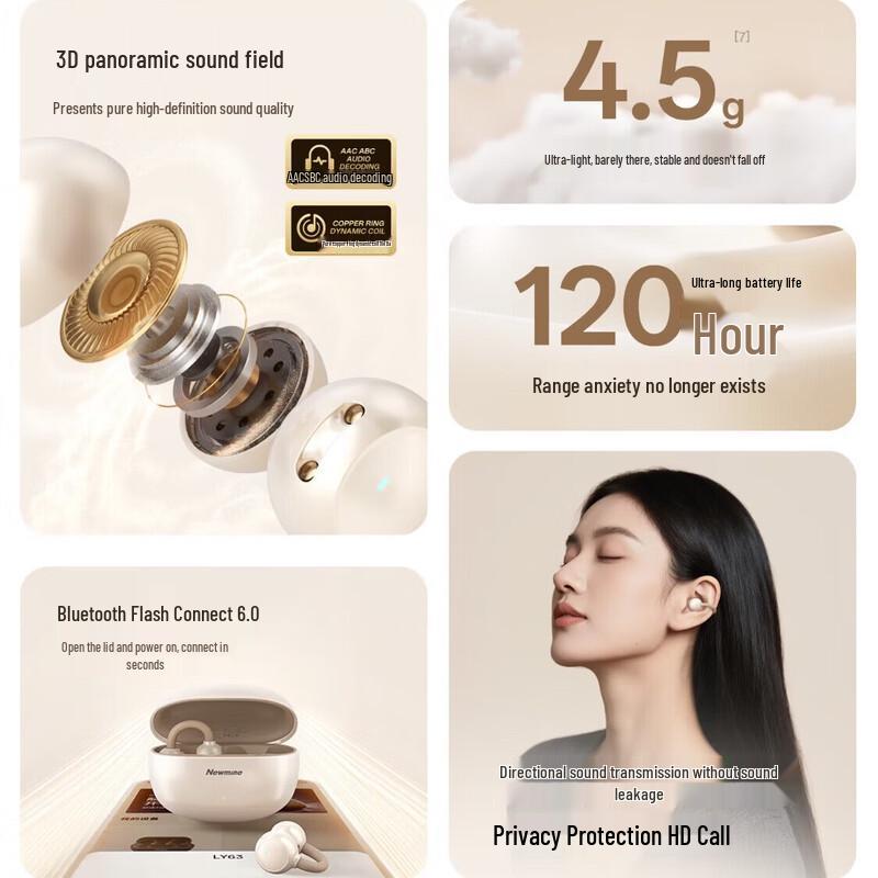 Newsmy LY63 Pro Open-Ear Clip Bluetooth Headphones