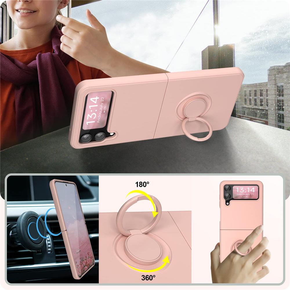 Dopamine Skin Feel Liquid Silicone Flip Case for Samsung Galaxy Z Flip 7 FE 6 5 4 3 Anti-Drop Ring Holder Magnetic Stands Cover