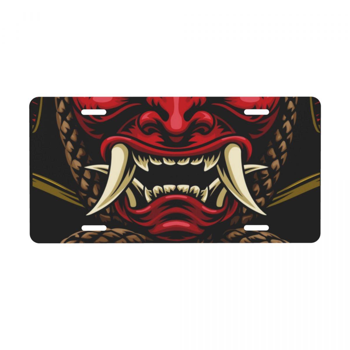 

Персонализированный японский самурай демон они номерной знак крышка туалетный ярлык хання тату декоративный передний номерной знак автомобиля 6x12 дюймов 15x30cm