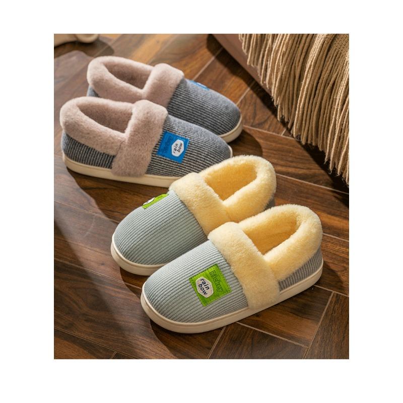 Winter Paar Tasche mit Baumwollpantoffeln für den Innenbereich zu Hause Rutschfest Abriebfest Warm und mit dicker Sohle