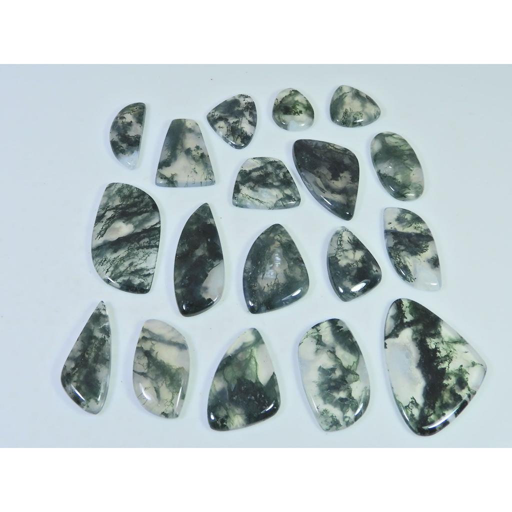 215Cts. Natural Moss Agate Opal Fancy Cabachon Loose Gemstone 19 Pcs Lot C-2655