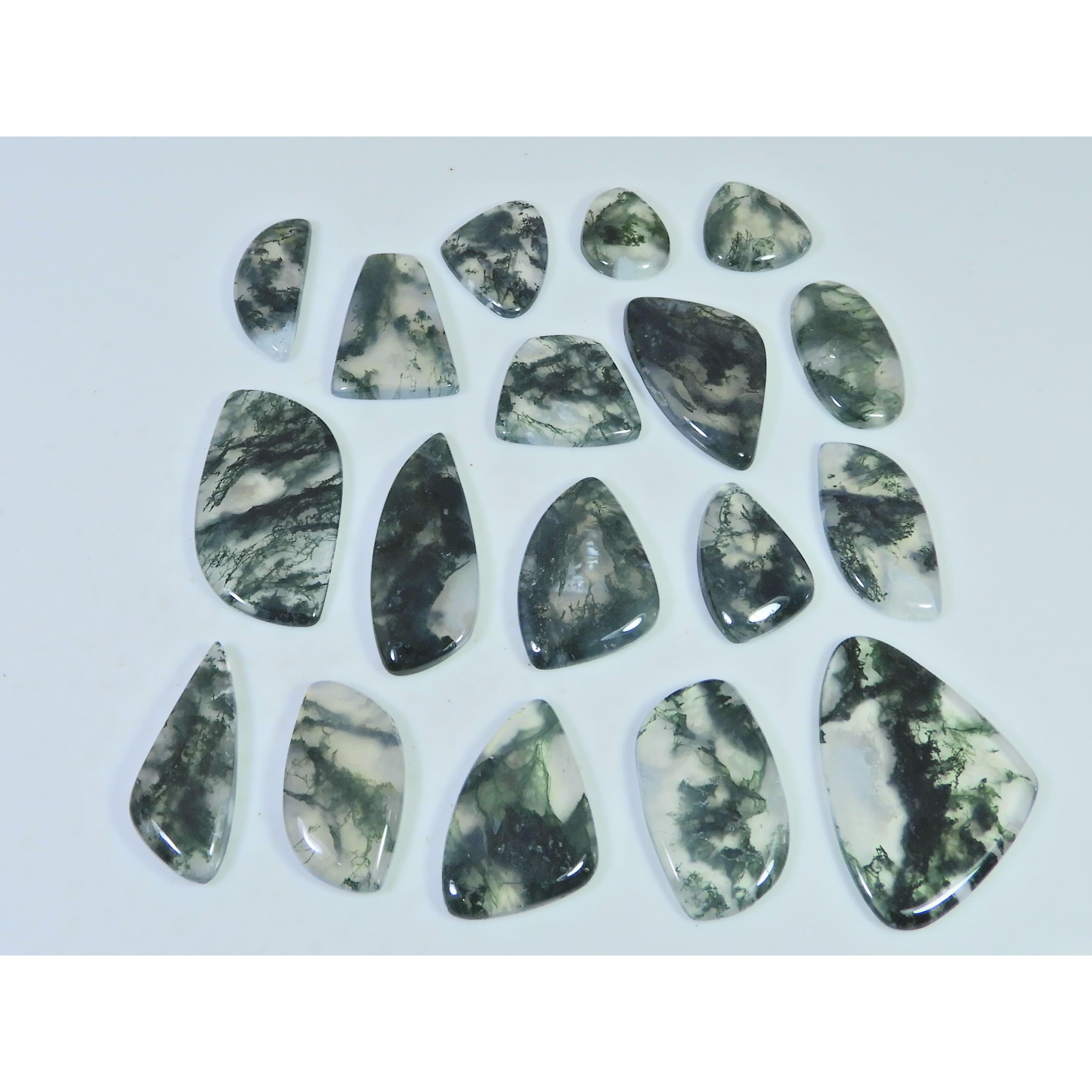 215Cts. Natural Moss Agate Opal Fancy Cabachon Loose Gemstone 19 Pcs Lot C-2655