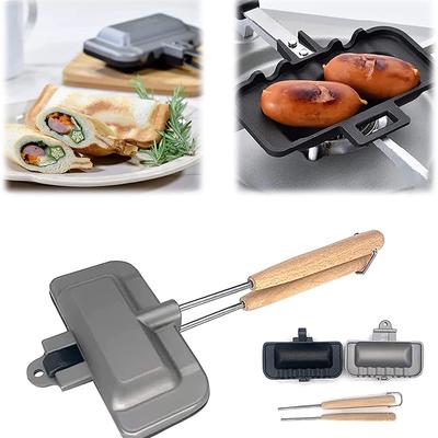 1Pc Padella per sandwich bifacciale Padella antiaderente portatile pieghevole per griglia