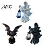 Mysterious Gothic Halloween Accessory Witch Resin Lantern, Ghoul Terrifying LED Night Light, Art Sculpture Waterproof Hell Reaper Spooky Tabletop
