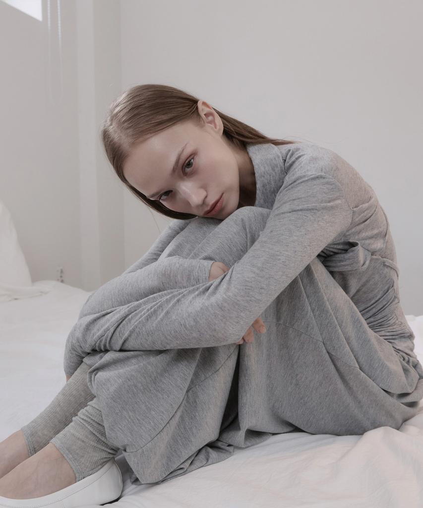 JINJUSE Knot Veil Top [Melange Gray]