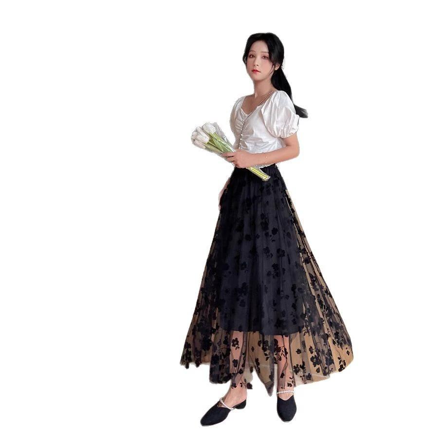 Mesh Skirt, Women's Summer Big Swing Skirt, Thin Veil Skirt, Hanging Feeling Skirt, Covering The Hips and Showing Off Thinness