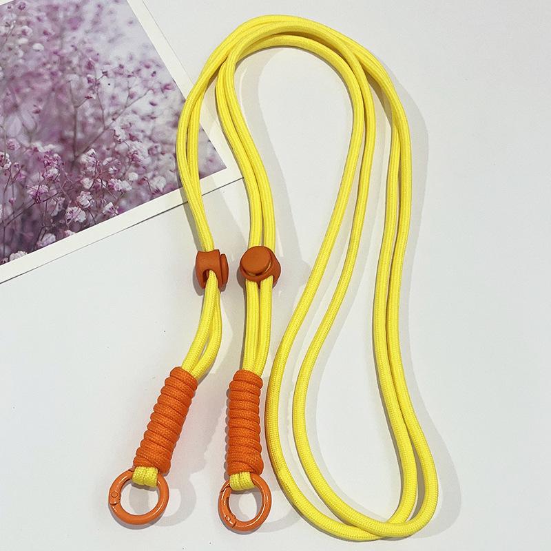 Adjustable Color-Block Crossbody Phone Strap with Clip & Chain